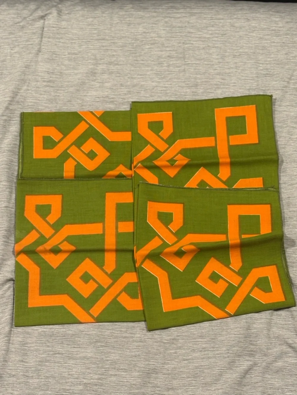 Green and Orange Geometric Kitchen Napkins set of 4
